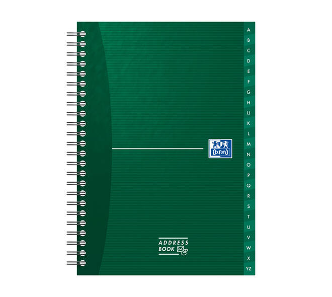Adresboek Oxford Office Essentials A5 72vel dubbelspiraal assorti