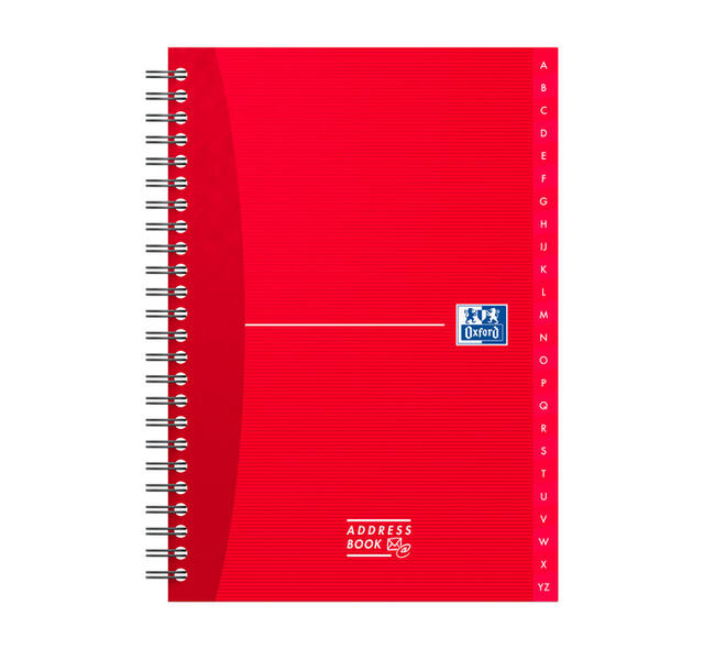 Adresboek Oxford Office Essentials A5 72vel dubbelspiraal assorti