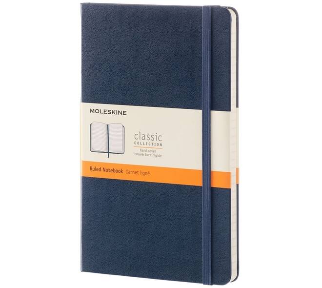 Notitieboek Moleskine large 130X210mm lijn hard cover sapphire blue