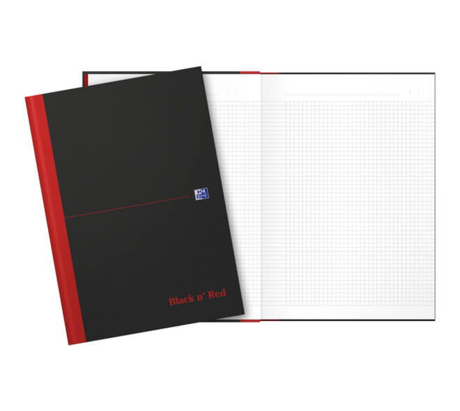 Notitieboek Oxford Black n' Red A4 96vel ruit 5mm