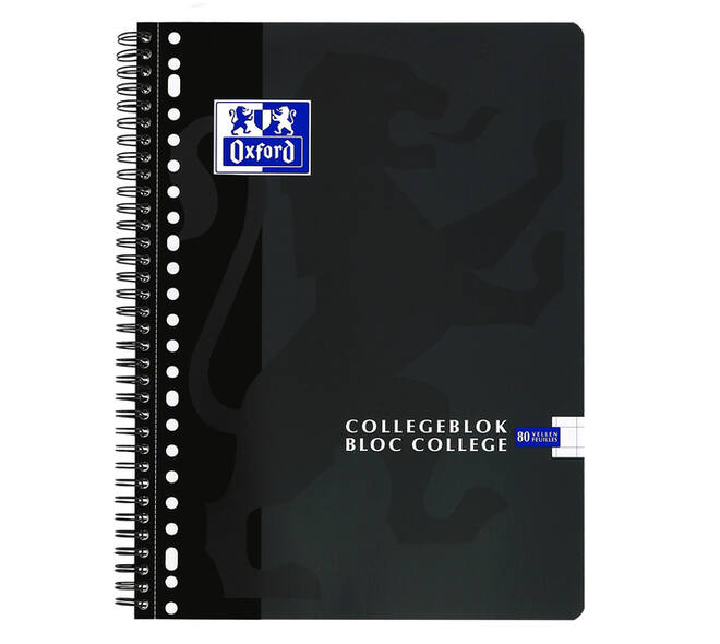 Collegeblok Oxford School A4 ruit 10x10mm 23-gaats 160 pagina's 80gr assorti