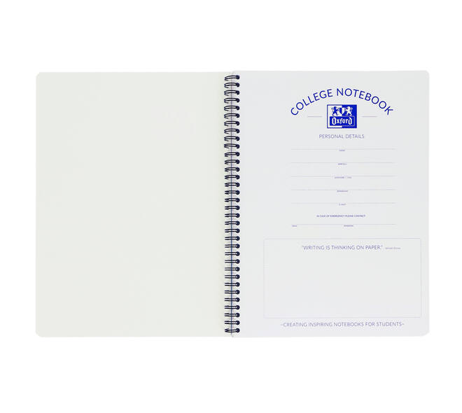Collegeblok Oxford School A4 ruit 10x10mm 23-gaats 160 pagina's 80gr assorti
