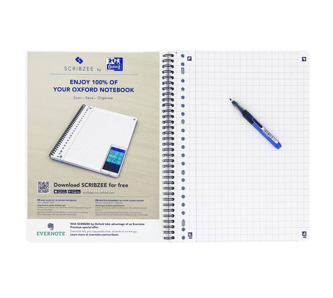 Collegeblok Oxford School A4 ruit 10x10mm 23-gaats 160 pagina's 80gr assorti