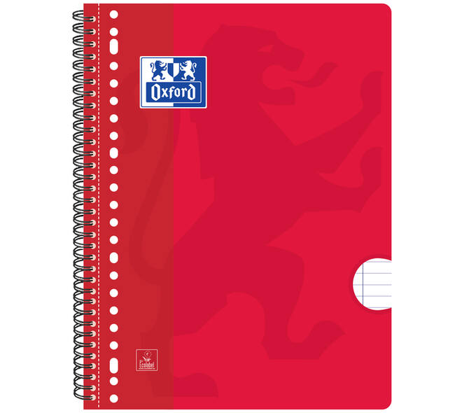 Collegeblok Oxford School A4+ lijn 23-gaats 160 pagina's 80gr assorti