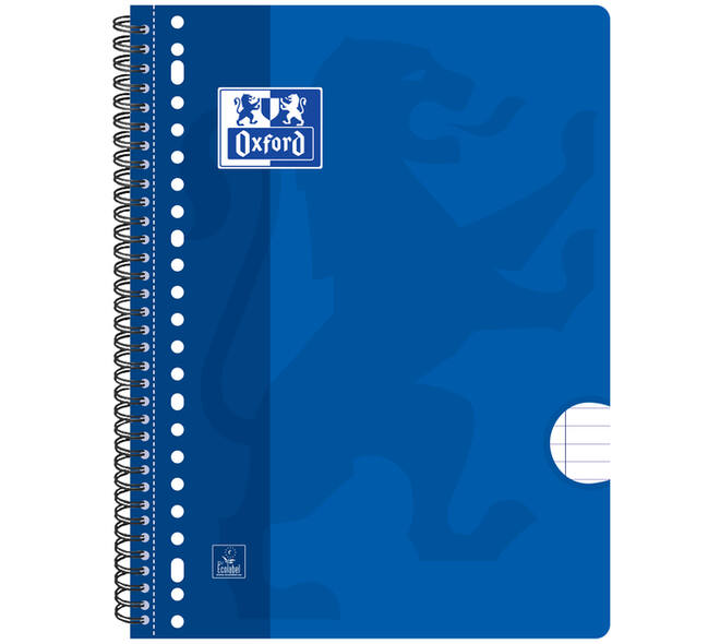 Collegeblok Oxford School A4+ lijn 23-gaats 160 pagina's 80gr assorti