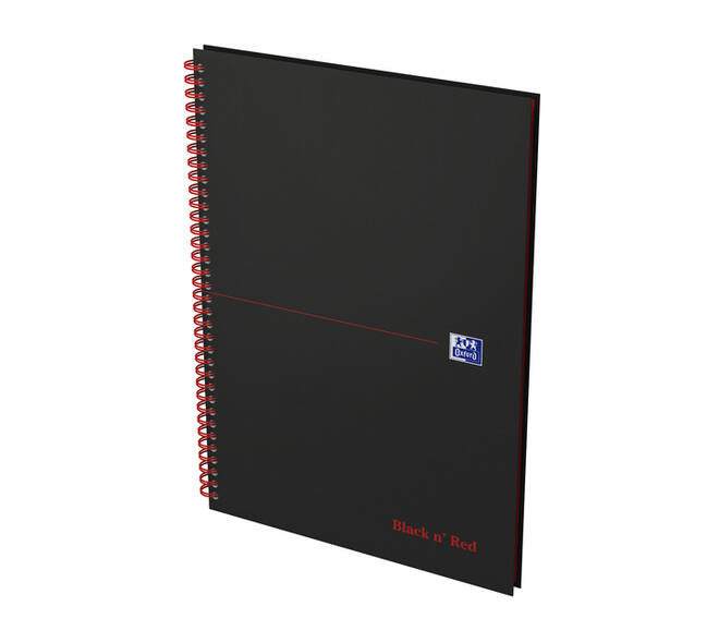Spiraalblok Oxford Black n' Red A4 lijn 140 pagina's 80gr