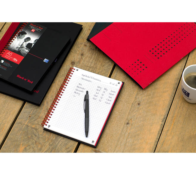Spiraalblok Oxford Black n' Red A5 lijn 140 pagina's 80gr