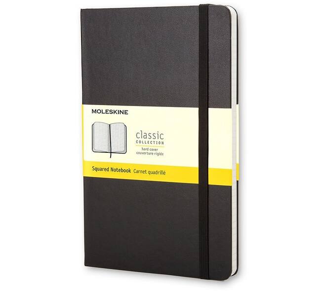 Notitieboek Moleskine large 130x210mm ruit 5x5 hard cover zwart