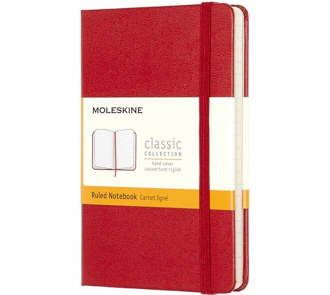 Notitieboek Moleskine pocket 90x140mm lijn hard cover rood