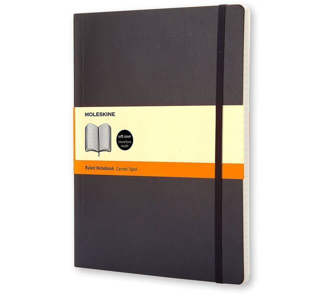 Notitieboek Moleskine XL 190x250mm lijn soft cover zwart