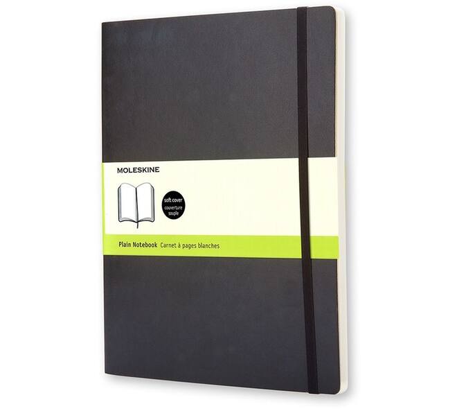 Notitieboek Moleskine XL 190x250mm blanco soft cover zwart