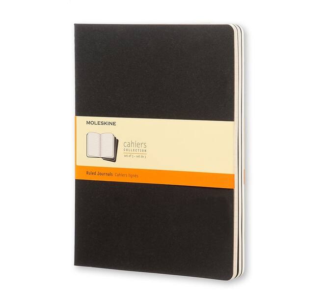 Schrift Moleskine 190x250mm lijn 240 pagina's 70gr zwart set à 3 stuks