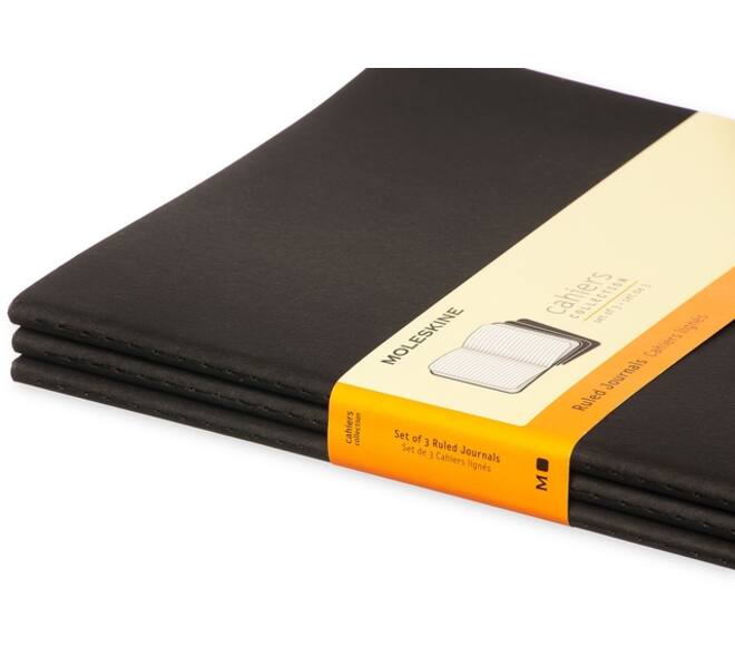 Schrift Moleskine 190x250mm lijn 240 pagina's 70gr zwart set à 3 stuks