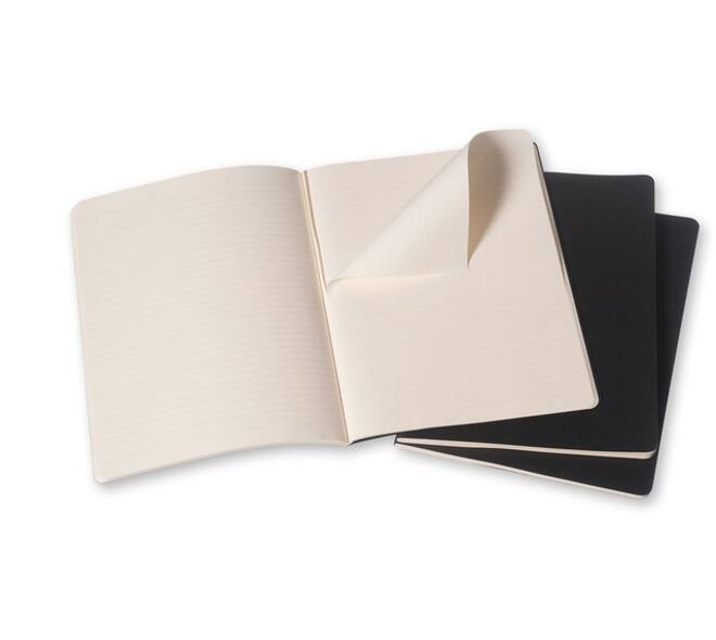 Schrift Moleskine 190x250mm lijn 240 pagina's 70gr zwart set à 3 stuks