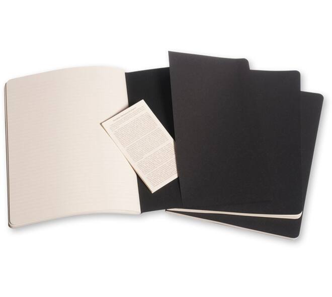 Schrift Moleskine 190x250mm lijn 240 pagina's 70gr zwart set à 3 stuks