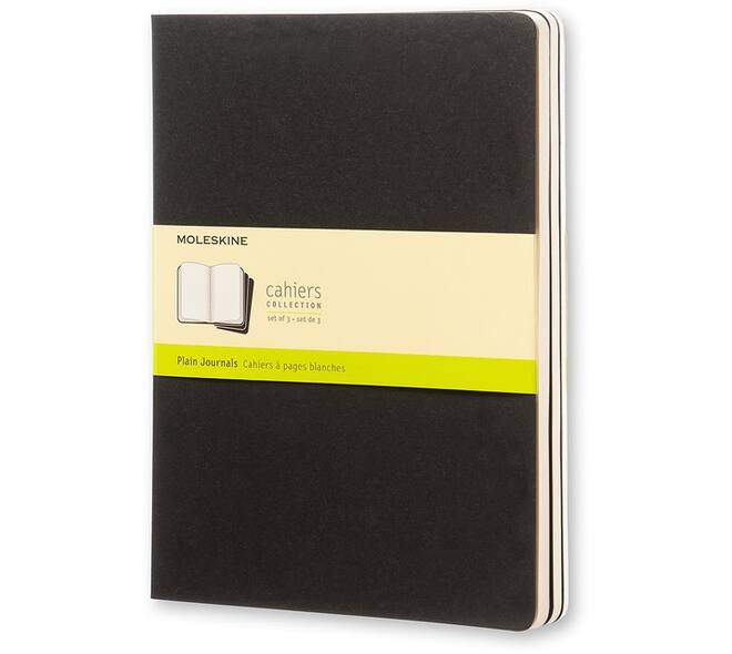 Schrift Moleskine 190x250mm blanco 240 pagina's 70gr zwart set à 3 stuks