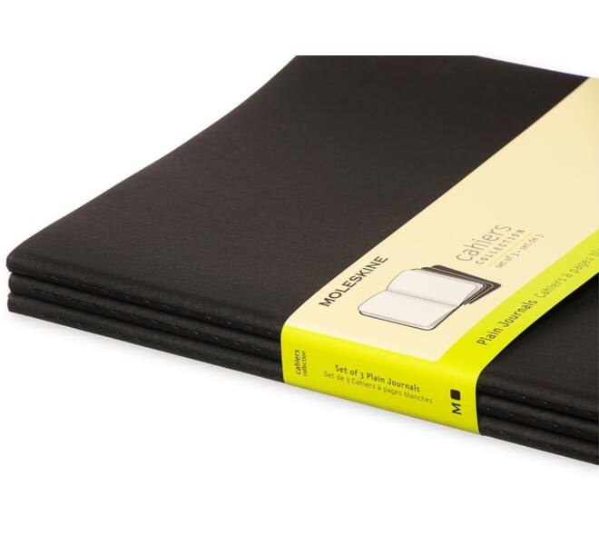 Schrift Moleskine 190x250mm blanco 240 pagina's 70gr zwart set à 3 stuks