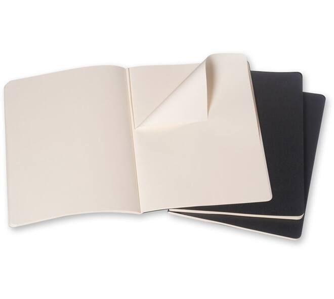 Schrift Moleskine 190x250mm blanco 240 pagina's 70gr zwart set à 3 stuks