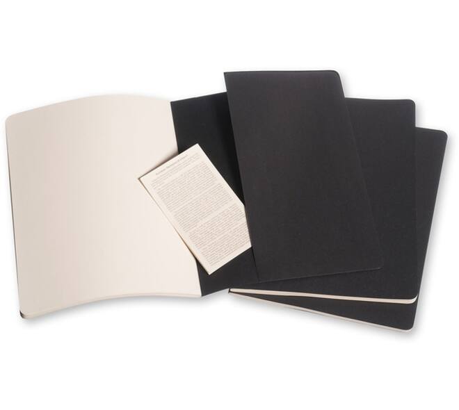 Schrift Moleskine 190x250mm blanco 240 pagina's 70gr zwart set à 3 stuks