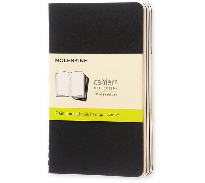 Schrift Moleskine 90x140mm blanco 240 pagina's 70gr zwart set à 3 stuks