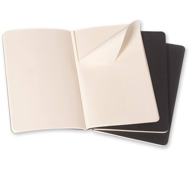 Schrift Moleskine 90x140mm blanco 240 pagina's 70gr zwart set à 3 stuks