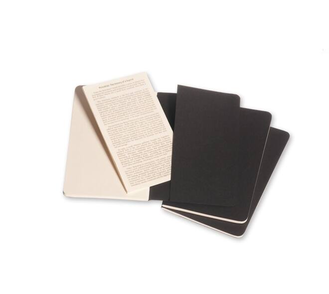 Schrift Moleskine 90x140mm blanco 240 pagina's 70gr zwart set à 3 stuks