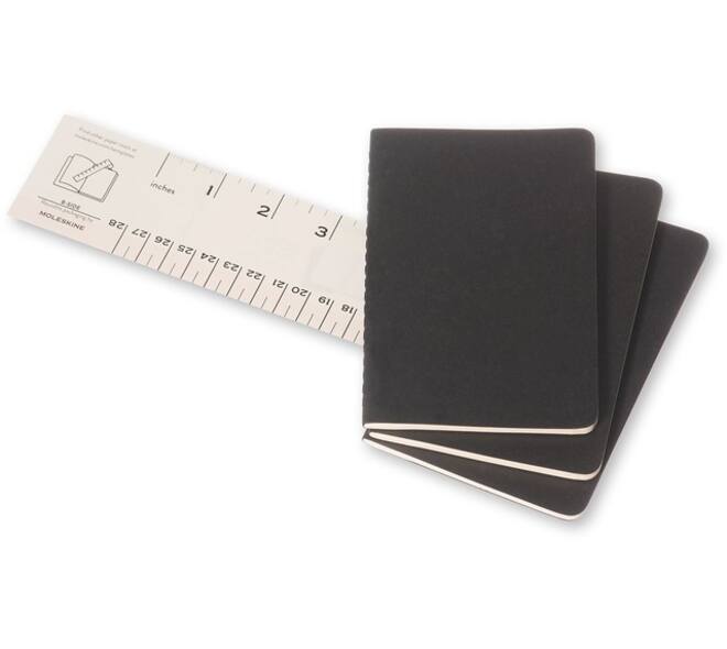 Schrift Moleskine 90x140mm blanco 240 pagina's 70gr zwart set à 3 stuks