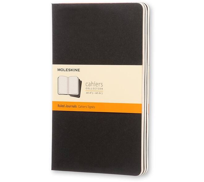 Schrift Moleskine 130x210mm lijn 160 pagina's 70gr zwart set à 3 stuks