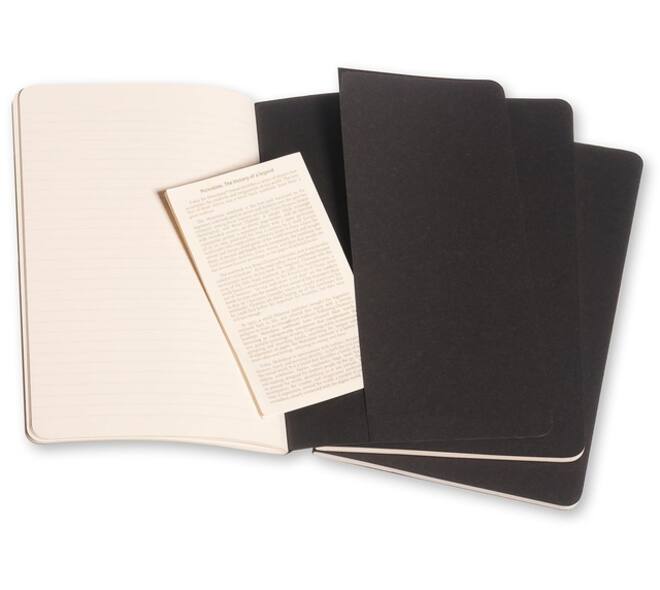 Schrift Moleskine 130x210mm lijn 160 pagina's 70gr zwart set à 3 stuks