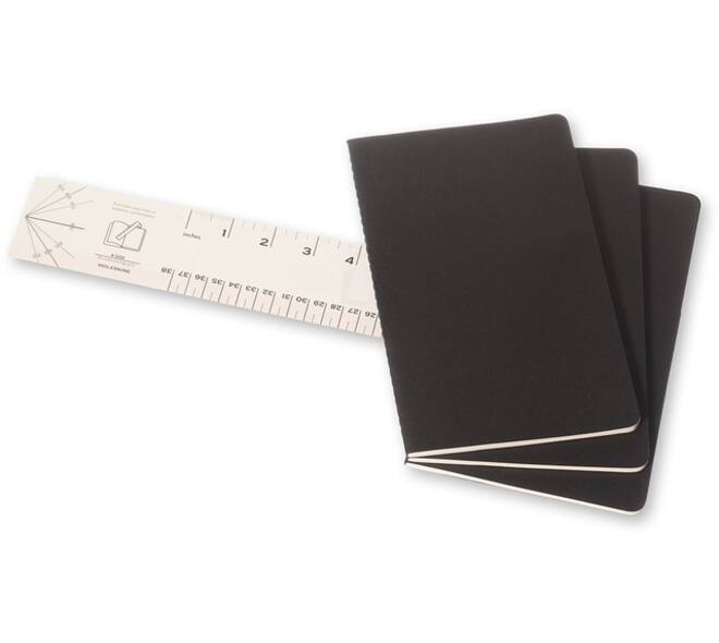 Schrift Moleskine 130x210mm lijn 160 pagina's 70gr zwart set à 3 stuks