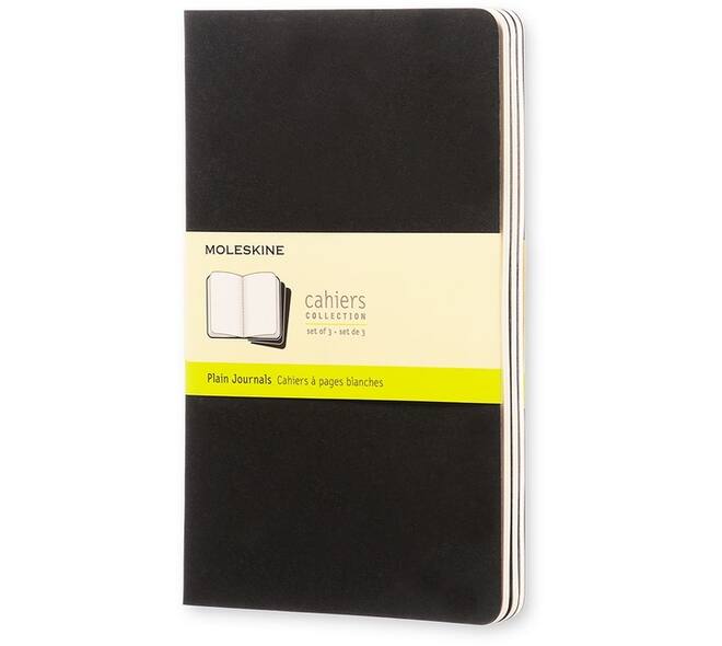 Schrift Moleskine 130x210mm blanco 160 pagina's 70gr zwart set à 3 stuks