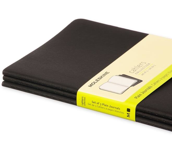 Schrift Moleskine 130x210mm blanco 160 pagina's 70gr zwart set à 3 stuks