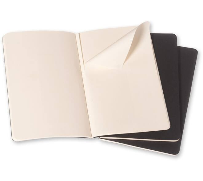 Schrift Moleskine 130x210mm blanco 160 pagina's 70gr zwart set à 3 stuks