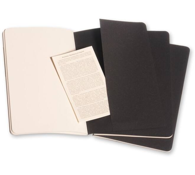 Schrift Moleskine 130x210mm blanco 160 pagina's 70gr zwart set à 3 stuks