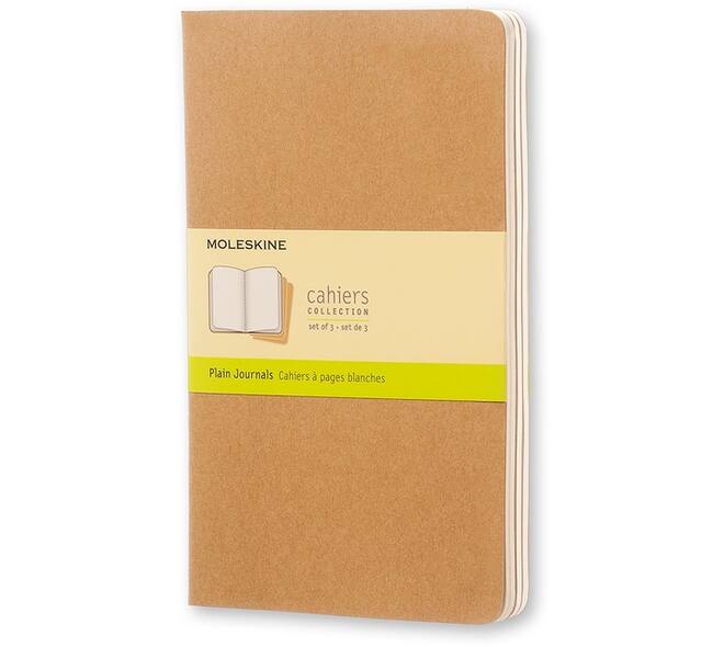 Schrift Moleskine 130x210mm blanco 160 pagina's 70gr kraft set à 3 stuks