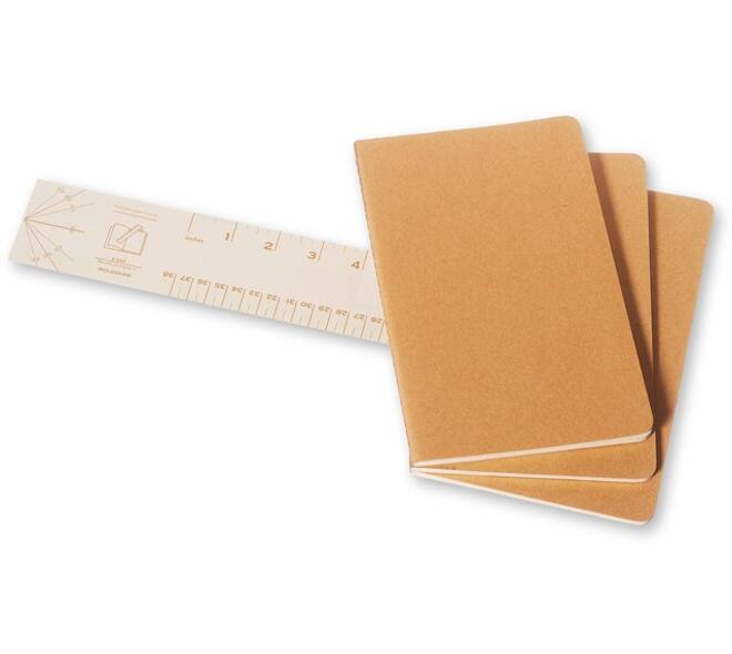 Schrift Moleskine 130x210mm blanco 160 pagina's 70gr kraft set à 3 stuks