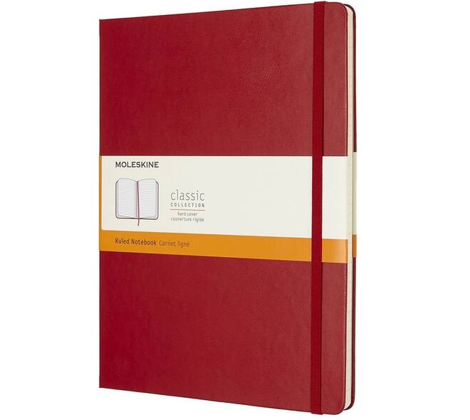 Notitieboek Moleskine XL 190x250mm lijn hard cover scarlet red
