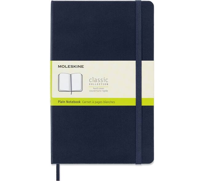 Notitieboek Moleskine large 130x210mm blanco hard cover sapphire blue