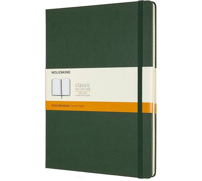 Notitieboek Moleskine XL 190x250mm lijn hard cover myrtle green