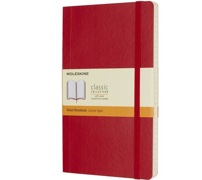 Notitieboek Moleskine large 130x210mm lijn soft cover scarlet red
