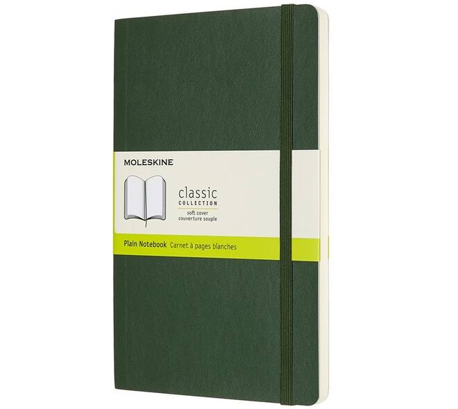Notitieboek Moleskine large 130x210mm blanco soft cover myrtle green