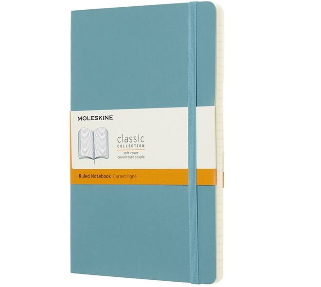 Notitieboek Moleskine large 130x210mm lijn soft cover reef blue