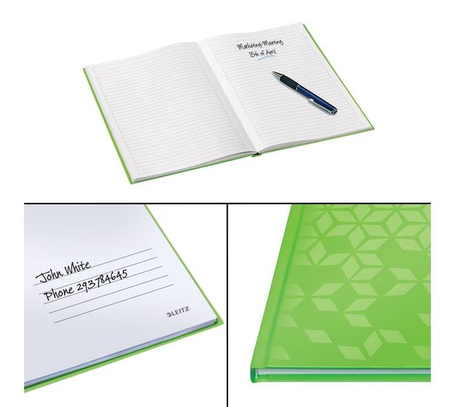 Notitieboek Leitz WOW A5 160blz 90gr lijn groen