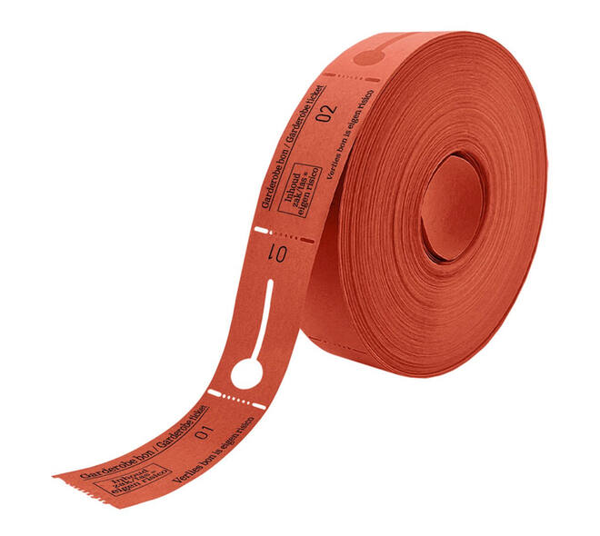 Garderobebonnen Combicraft nummering  1 t/m 500 rood 500 stuks