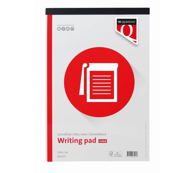 Schrijfblok Quantore A4 lijn 100vel 60gr