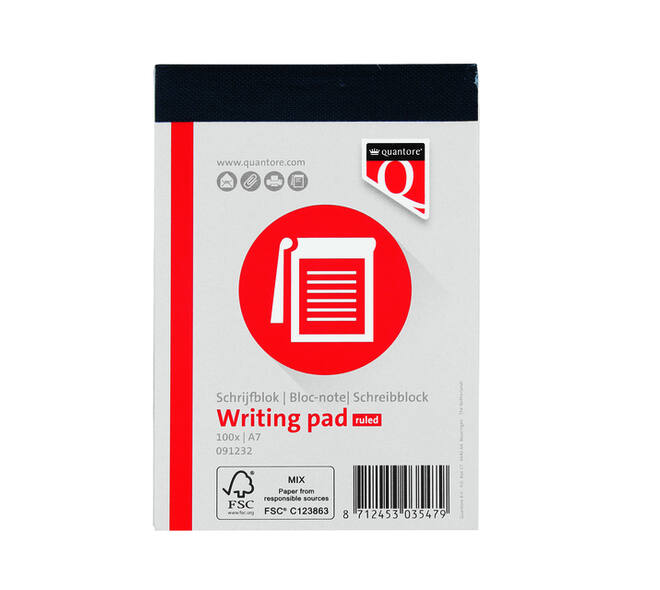Schrijfblok Quantore A7 lijn 100vel 60gr