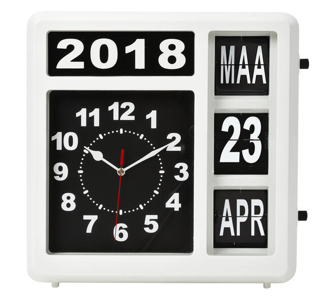 Wandklok Perel analoog 310x310mm nederlandse versie wit