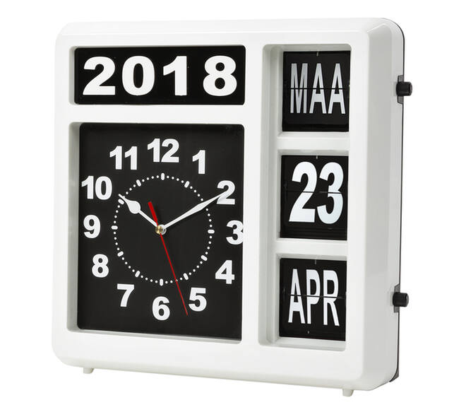 Wandklok Perel analoog 310x310mm nederlandse versie wit