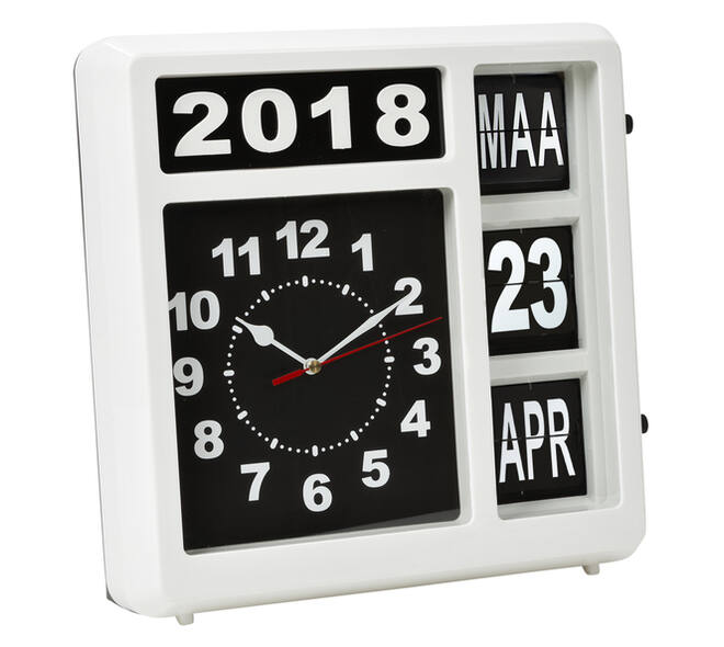 Wandklok Perel analoog 310x310mm nederlandse versie wit