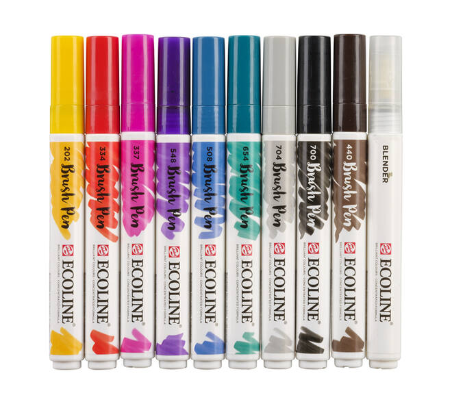 Brushpen Talens Ecoline set à 10 stuks handlettering